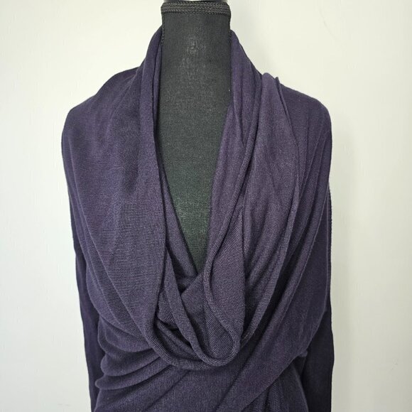 Renee C. Women's Navy Long sleeve Sweater Wrap, Size S-M - Picture 4 of 14